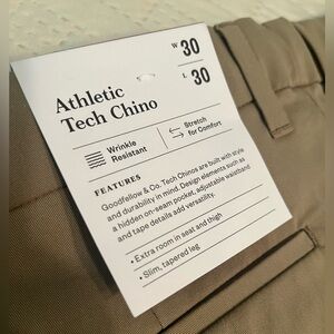 NWT GoodFellow Athletic Tech wrinkle resistant Chinos 30x30 khaki